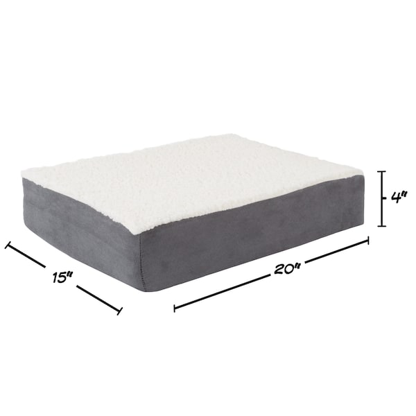Pet Adobe Orthopedic Sherpa Top Pet Bed with Memory Foam and Removable Cover 20x15x4 Gray by Pet Adobe - 853846MXC