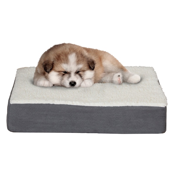 Pet Adobe Orthopedic Sherpa Top Pet Bed with Memory Foam and Removable Cover 20x15x4 Gray by Pet Adobe - 853846MXC