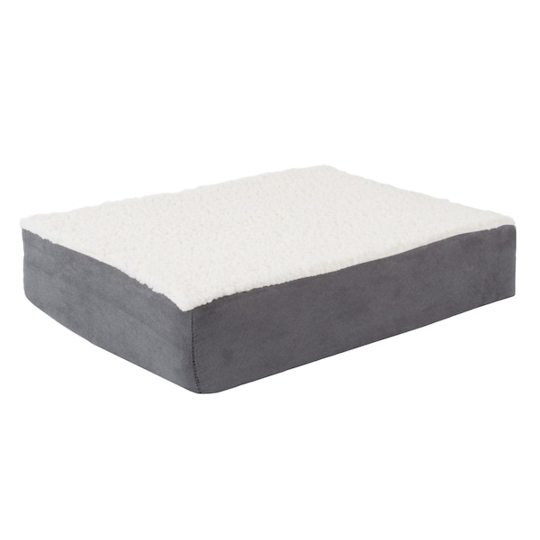 Pet Adobe Orthopedic Sherpa Top Pet Bed with Memory Foam and Removable Cover 20x15x4 Gray by Pet Adobe - 853846MXC