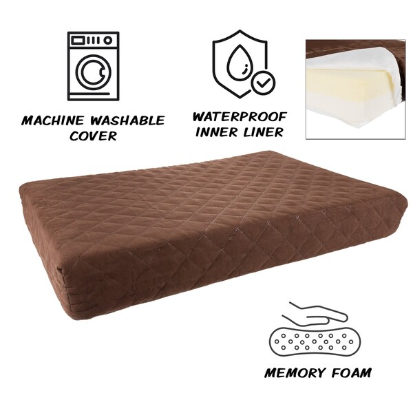 Pet Adobe Waterproof Memory Foam Pet Bed for Indoor/Outdoor Water Resistant and Washable Cover 30” x 21” Brown - 491095HTG