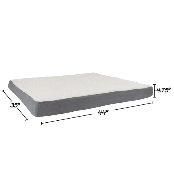 Pet Adobe Pet Adobe Memory Orthopedic Foam Dog Bed- Sherpa Top and Removable Cover- 44.5x35x4.75, Gray - 229022SBE