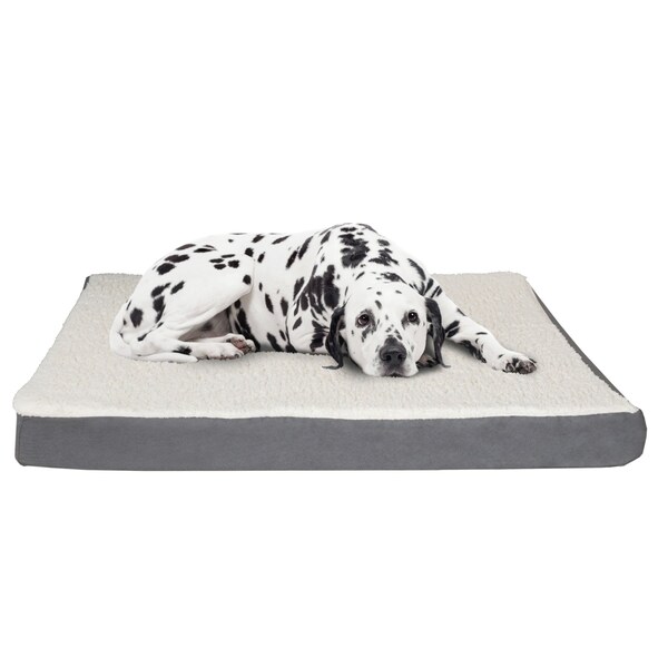Pet Adobe Pet Adobe Memory Orthopedic Foam Dog Bed- Sherpa Top and Removable Cover- 44.5x35x4.75, Gray - 229022SBE