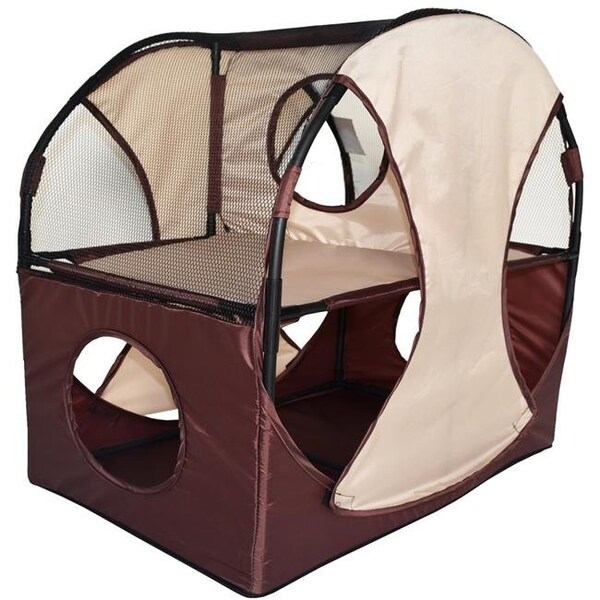 Petpurifiers Kitty Play Pet Cat House; Khaki & Brown - One Size - PE958829