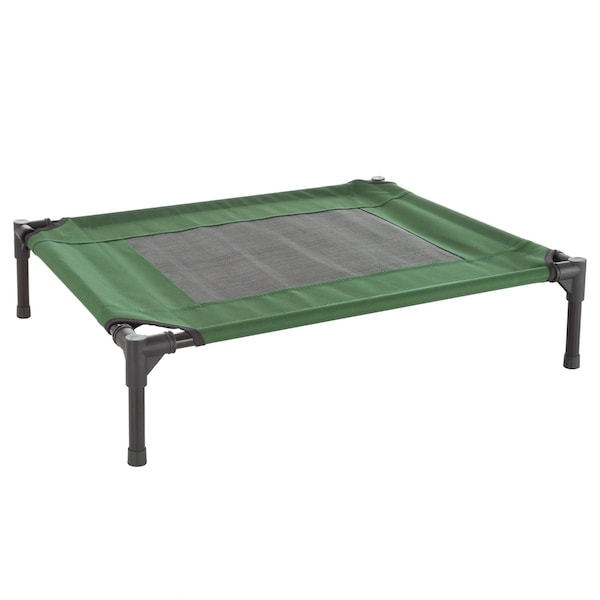 Pet Adobe Elevated Portable Pet Bed Cot-Style 30 in x24 in x7 in for Dogs and Small Pets, Indoor/Outdoor, Green - 588609JJG