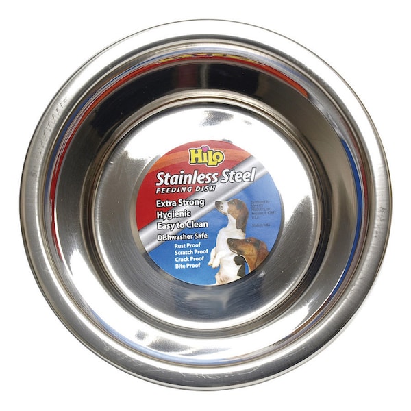 Hilo Hilo Silver Plain Stainless Steel 1 qt Pet Dish For Dogs - 56610
