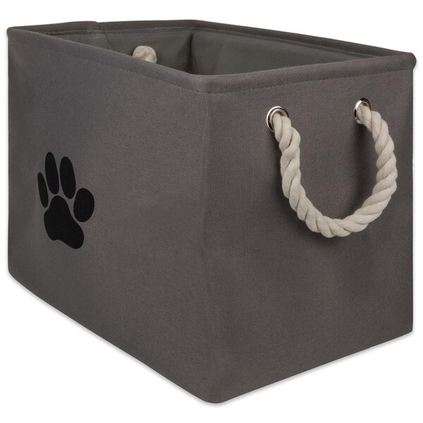 Convenience Concepts 14 x 8 x 9 in. Polyester Rectangle Pet Bin Paw, Grey - Small - HI2567785