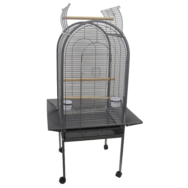 Yml 05 in Bar Spacing Dome Top Parrot Bird Cage Antique Silver 22 x 22 in - ER2222AS