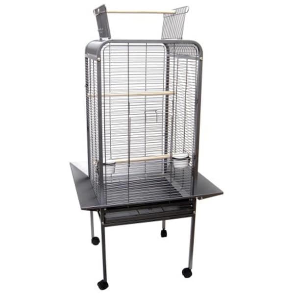 Yml 05 in Bar Spacing Play Top Parrot Bird Cage Antique Silver 22 x 22 in - EF2222AS