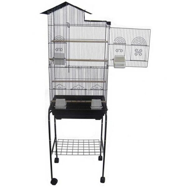 Peticare 68944814BLK Villa Top Small Bird Cage with Stand in Black - PE20071