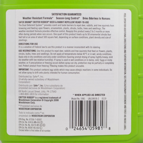 Safer Brand Safer Brand Deer Off Animal Repellent Liquid For Deer and Rabbits 32 oz - 5981