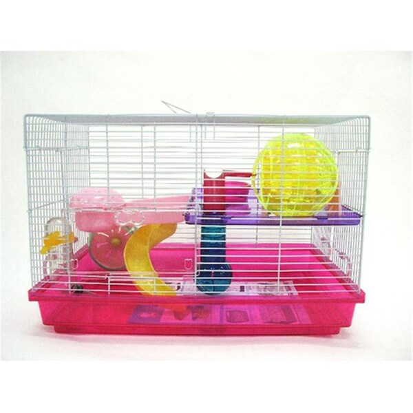 Yml YML H1812PK 12 in. Clear Plastic Hamster-Mice Cage in Pink - H1812PK