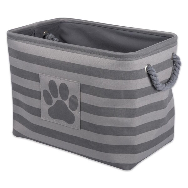 Convenience Concepts 17.5 x 12 x 15 in. Polyester Pet Rectangle Storage Bin Stripe With Paw Patch, Grey - Large - HI2567748