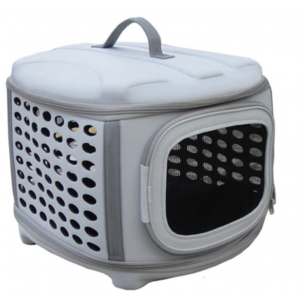 Petpurifiers Circular Shelled Lightweight Collapsible Military Grade Transporter Pet Carrier-Gray, Medium - PE3718462