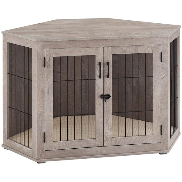 Beenbkks Large Corner Dog Crate Double Doors -  Weathered Grey - EV1050