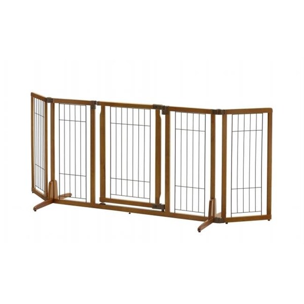 Richell Usa Richell USA 94904 Wide Premium Plus Freestanding Pet Gate with Door  - Brown - 94904