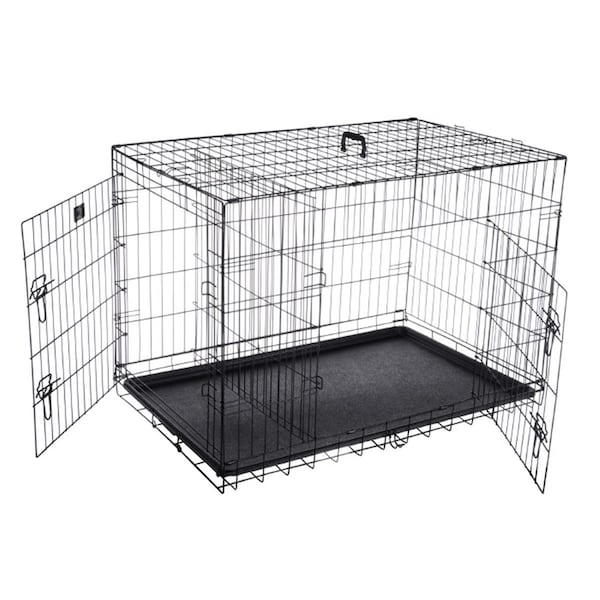 Pet Trex 2193 Folding Pet Crate Double Door Kennel Wire Cage - 42 in. - 83-DT5284