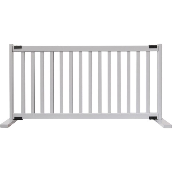 Beloved 20 in. Tall Kensington Series Free Standing Solid Wood Pet Gate, Pumice Grey - Large - BE2943620