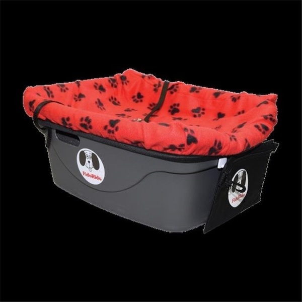 Fido Pet Products Fido Pet Products FRRB-M Pet Car Seat - Red & Black Paws Cover with Medium Harness - FRRB-M
