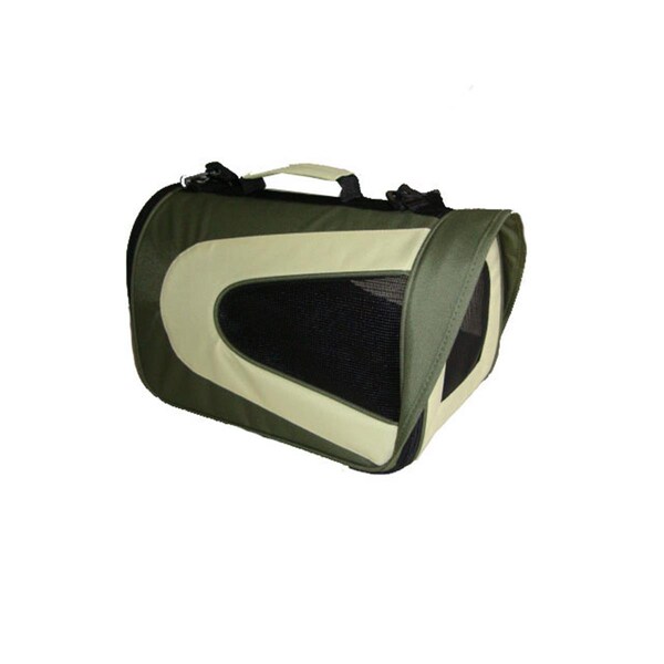 Petpurifiers Green Folding Zippered Sporty Mesh Carrier -MD - PE468476