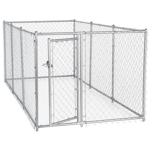 Lucky Dog Chain Link Kennel, 5 ft OAL, 10 ft OAW, 4 ft OAH, Steel, Galvanized - CL 41028EZ