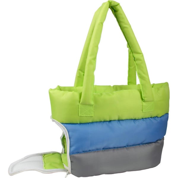 Petpurifiers Bubble-Poly Tri-Colored Insulated Pet Carrier, Green And Blue - Medium - PE471815