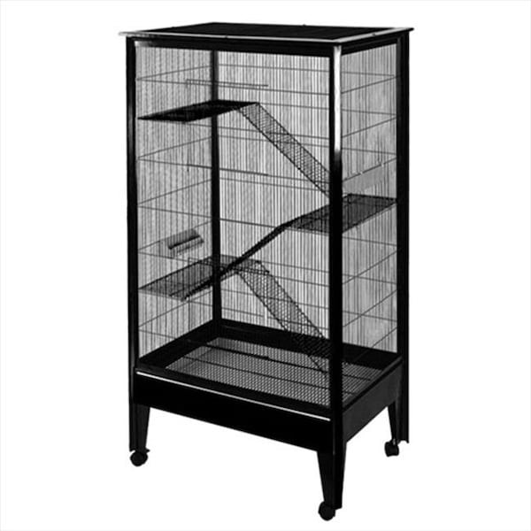 A&E Cage A&E Cage SA3221H PL-BK Large - 4 Level Small Animal Cage On Casters; Platinum And Black - SA3221H PL/BK