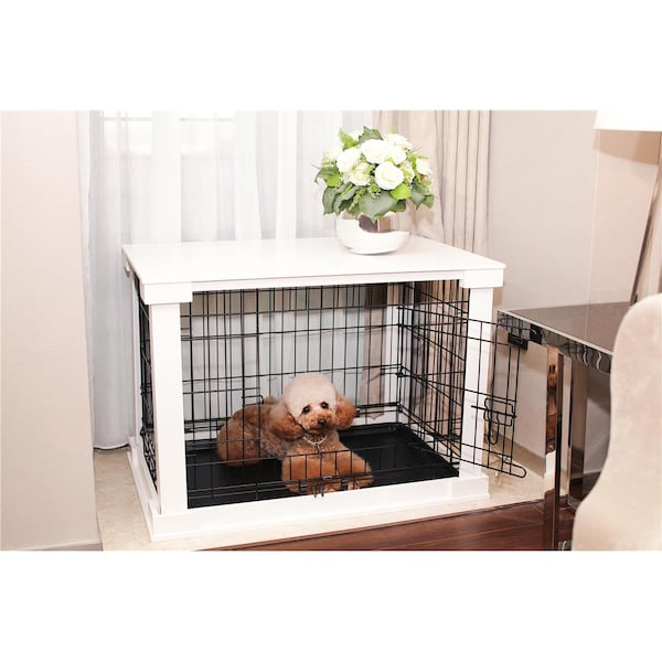 Merry Products Cage with Crate Cover- White - Small - PTH0231720100