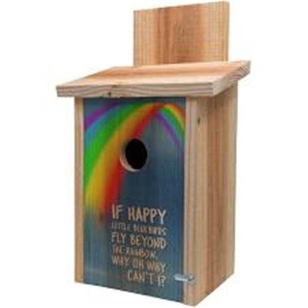 S&K S&K BBHC-4 Decorative Rainbow Design on Cedar Blue Bird House - BBHC-4