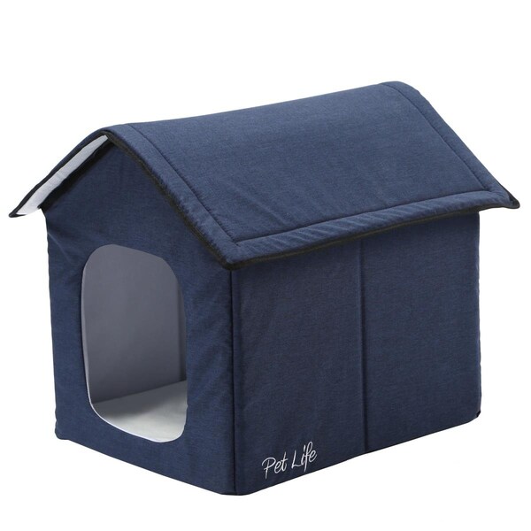 Petpurifiers Hush Puppy Electronic Heating & Cooling Smart Collapsible Pet House - Navy - Small - PE3714906