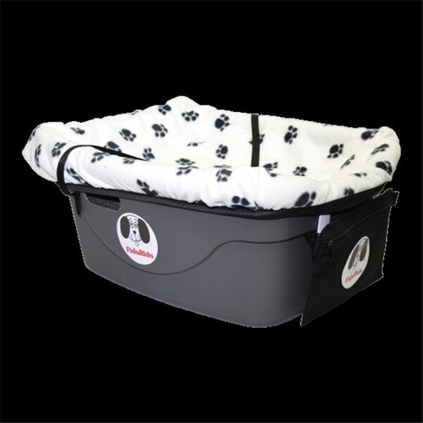 Fido Pet Products Fido Pet Products FRWB-M Pet Car Seat - White & Black Paws Cover with Medium Harness - FRWB-M