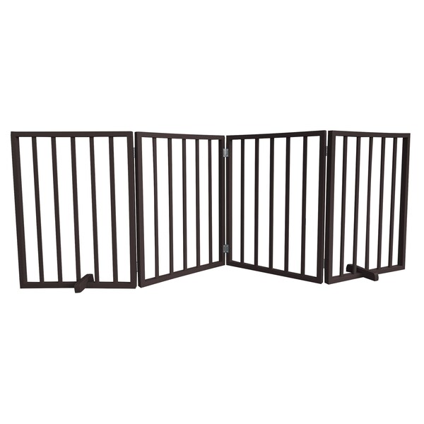 Amerihome 72 inch Freestanding 4-Panel Folding Wood Pet Gate - Brown - WFPGB4