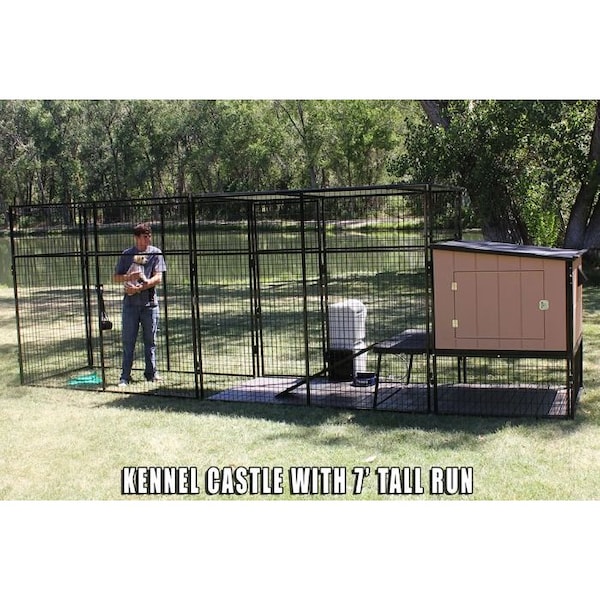 K9 Kennel Store K9 Kennel Castle With 4ft X 16ft X 7ft Tall Run and Metal Cover Ultimate - U7T4X16KC