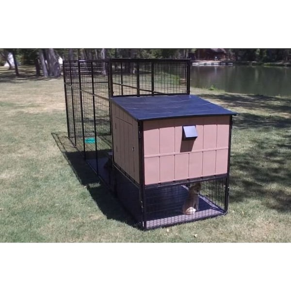 K9 Kennel Store K9 Kennel Castle With 4ft X 16ft X 7ft Tall Run and Metal Cover Ultimate - U7T4X16KC