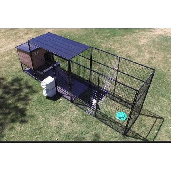K9 Kennel Store K9 Kennel Castle With 4ft X 16ft X 7ft Tall Run and Metal Cover Ultimate - U7T4X16KC