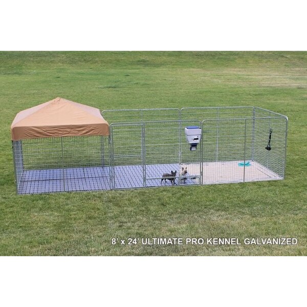 K9 Kennel Store 8ft X 12ft Ultimate Dog Kennel Pro Galvanized - UPR8X12FK