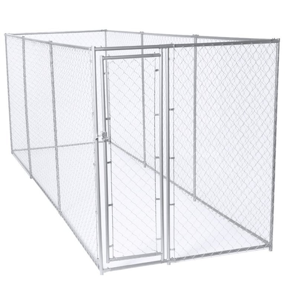 Lucky Dog Chain Link Kennel, 5 ft OAL, 15 ft OAW, 6 ft OAH, Steel, Silver - CL 61528EZ