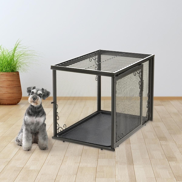 Petpalace Metal Mesh Pet Crate Medium in Antique Bronze - PE3199771