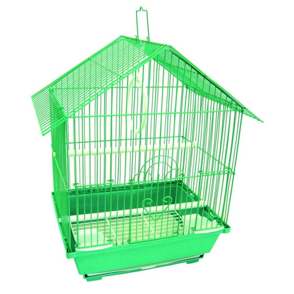 Fancy Feline 13.3 x 10.8 x 17.8 in. House Top Style Medium Parakeet Cage, Green - FA2690789