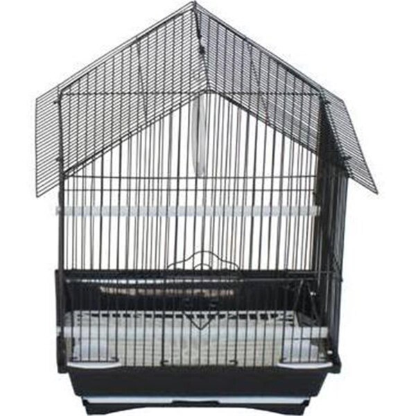 Fancy Feline 11 x 9 x 16 in. House Top Style Small Parakeet Cage, Black - FA2690780