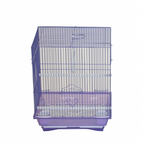 Fancy Feline 11 x 8.5 x 14 in. Flat Top Small Parakeet Cage, Purple - FA2690793