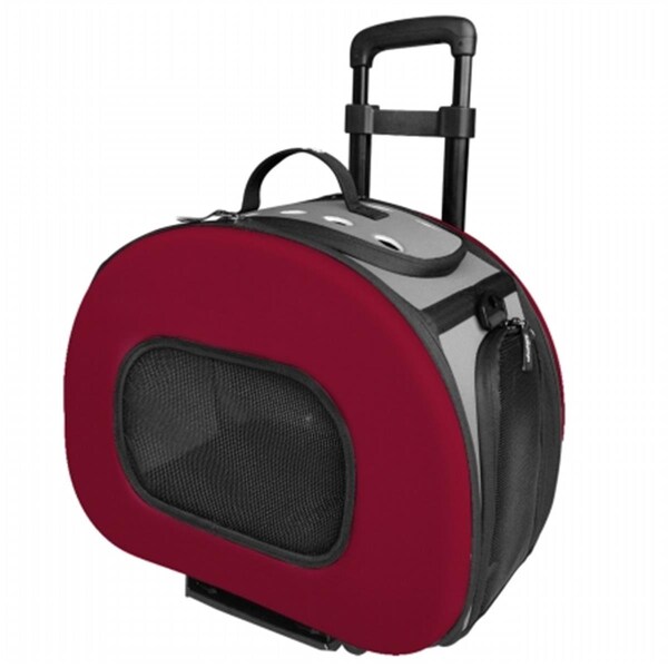 Petpurifiers Tough-Shell Wheeled Collapsible Final Destination Pet Carrier, Red - Medium - PE2640431