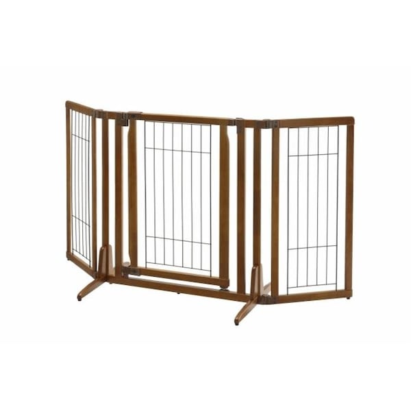 Richell Usa Richell USA 94193 Premium Plus Freestanding Pet Gate with Door - Brown - 94193