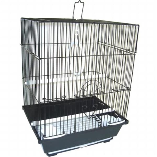Fancy Feline 13.3 x 10.8 x 16.5 in. Flat Top Medium Parakeet Cage, Black - FA2690795