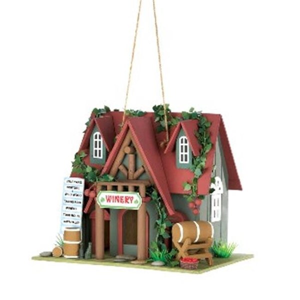Zingz & Thingz Zingz & Thingz 57071014 Winery Red Roof Wood Cottage Birdhouse - 10015391