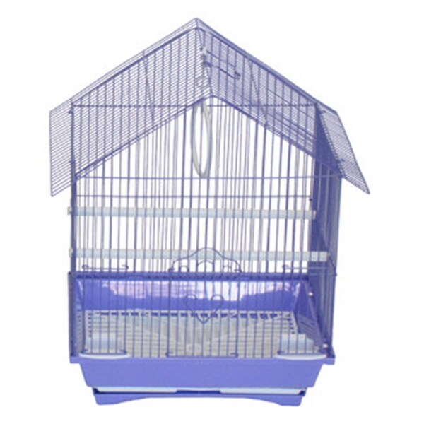 Fancy Feline 11 x 9 x 16 in. House Top Style Small Parakeet Cage, Purple - FA2690783