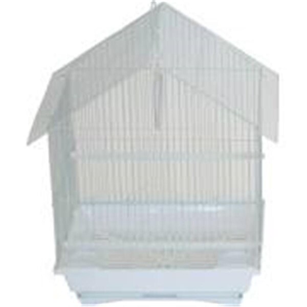 Fancy Feline 11 x 9 x 16 in. House Top Style Small Parakeet Cage, White - FA2690781