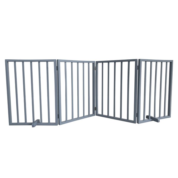 Amerihome 72 inch Freestanding 4-Panel Folding Wood Pet Gate - Grey - WFPGG4