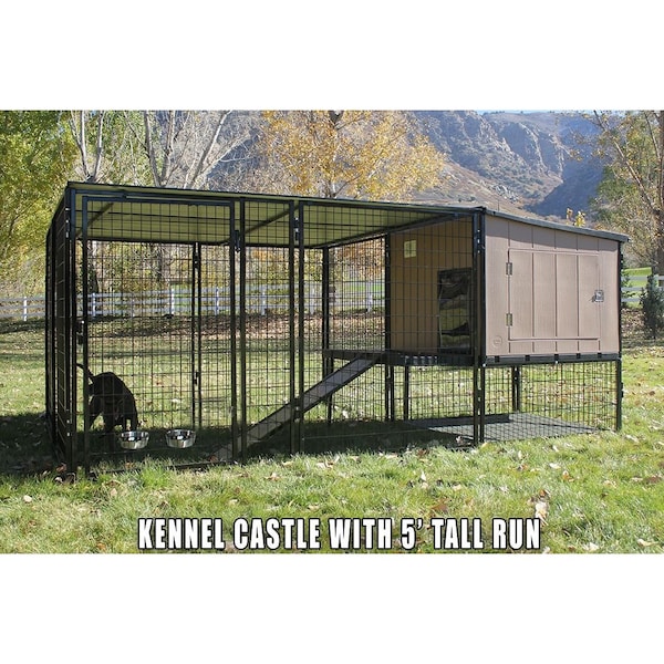 K9 Kennel Store K9 Kennel Castle With 8ft X 24ft X 5ft Tall Run and Metal Cover Ultimate - U5T8X24KC