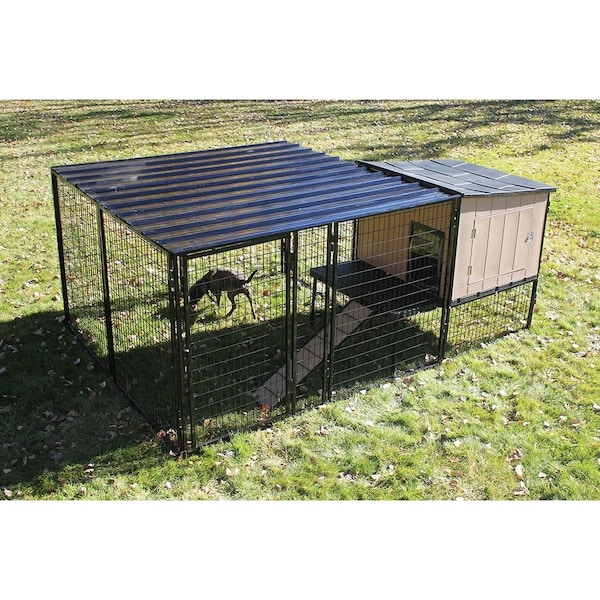 K9 Kennel Store K9 Kennel Castle With 8ft X 24ft X 5ft Tall Run and Metal Cover Ultimate - U5T8X24KC