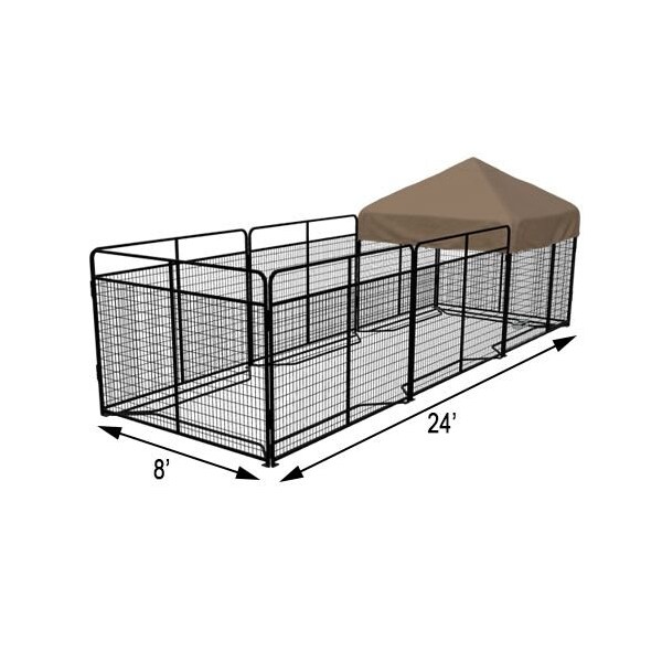 K9 Kennel Store 8ft X 24ft Complete Standard Kennel Powder Coated - CWW8X24FK